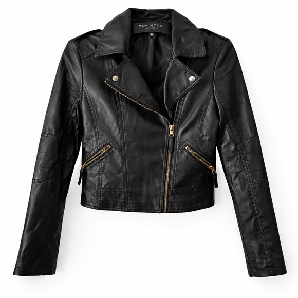 Few Moda Jackets & Blazers - Few Moda New York Black Faux Leather Moto Jacket – Size M